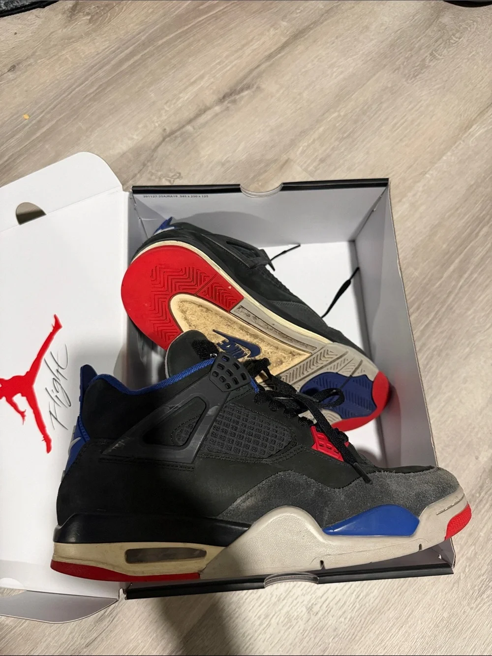Jordan Men’s Black/Blue Basketball Sneakers with Red Accents
